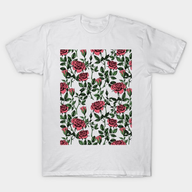 Roses pattern T-Shirt by katerinamk